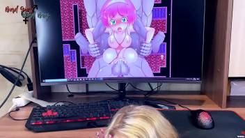 Nerd played a hentai game and dreamed that a girl would suck him off in real life when suddenly a miracle happened! AnnyCandy Painboy